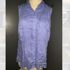 Mandarin Blue Woman Sleeveless Pleated Blouse 1x